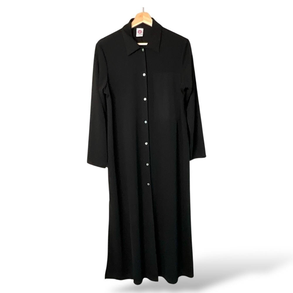 JW Black Maxi Length Shirt Dress / Long Line Blazer / Duster LBD Sz L